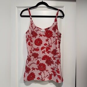 CAbi Adore Pink and Red Floral Spaghetti Strap Tank Top Small